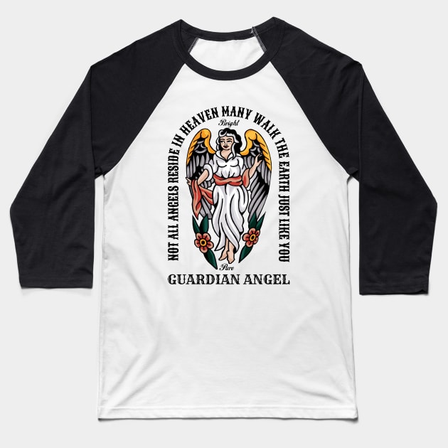 Vintage Guardian Angel Bright and Pure Baseball T-Shirt by KewaleeTee